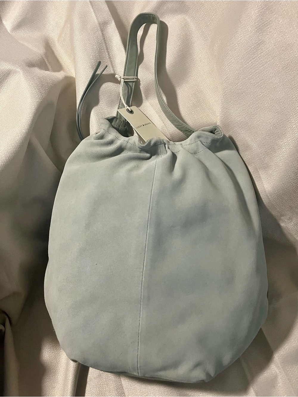 Lucky Brand Sage Green Leather Drawstring Shoulder Bag - Picture 3 of 6